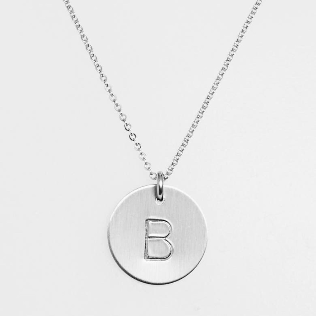 Sterling Silver Initial Disc Necklace Nashelle